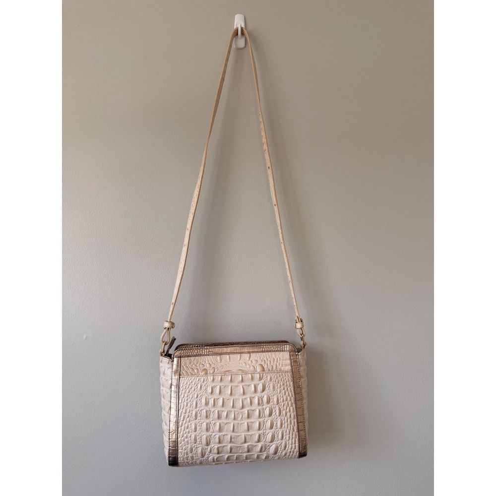 Brahmin Carrie Crossbody Bag Sunglow Dakota Snakeskin Croc Leather N67106000381 - Picture 7 of 15